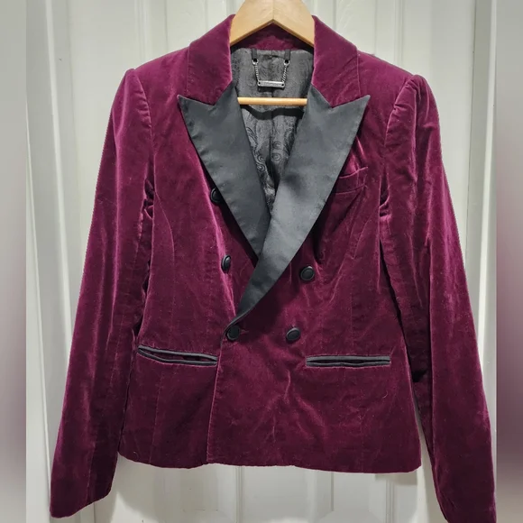 Trina Turk Velvet Blazer - Plum and Black - Picture 2 of 10